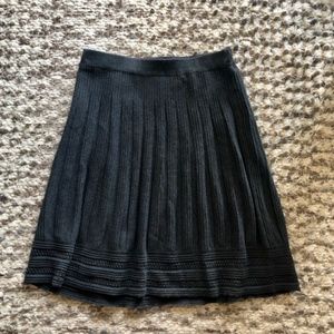 Gray Knit Pleated A-Line Skirt